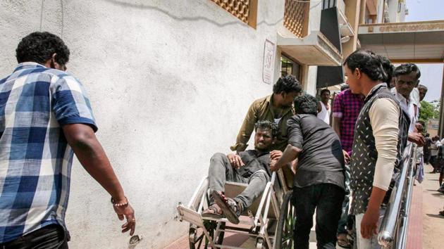 Injured people being taken for treatment at a government hospital following an agitation demanding the closure of Vedanta's Sterlite Copper unit in Tuticorin on Tuesday.(PTI)