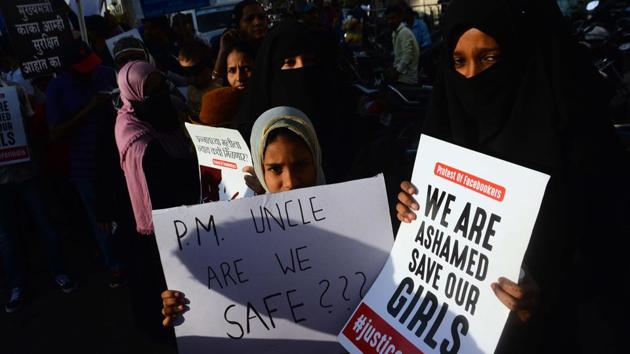 A public protest against the rising incidence of rape in the country held in Kondwa, Pune, recently. (Shankar Narayan/ HT Photo) A public protest against the rising incidence of rape in the country held in Kondwa, Pune, recently. (Shankar Narayan/ HT Photo)