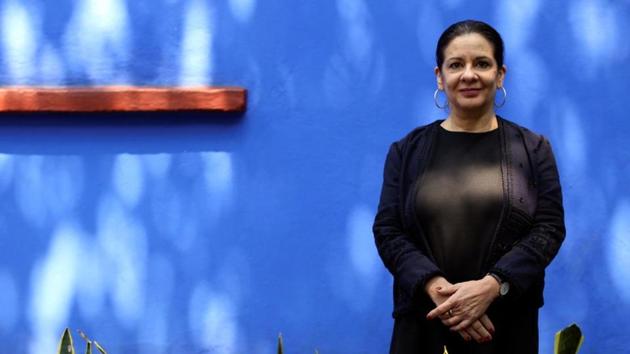 Cristina Kahlo, great-niece of Mexican artist Frida Kahlo, poses for a picture during an interview with Reuters at the Frida Kahlo Museum, also known as Casa Azul, in Mexico City, Mexico.(REUTERS)