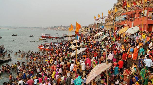 Devotees gather to take a holy dip in the river Ganga on the occasion of 'Ganga Dussehra' in Varanasi. (PTI) Devotees gather to take a holy dip in the river Ganga on the occasion of 'Ganga Dussehra' in Varanasi. (PTI)