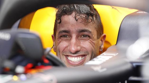 Red Bull driver Daniel Ricciardo of Australia is all smiles after posting the fastest time in the first practice session of the Formula One Monaco Grand Prix on Thursday.(AP)