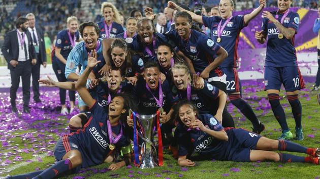 Lyon defeated Wolfsburg in the summit clash to claim the women’s Champions League title.(AP)