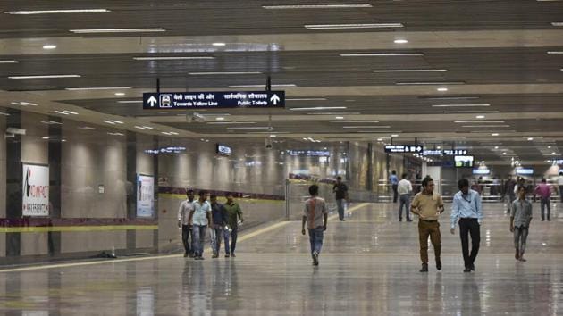 The new section of the Hauz Khas station with a depth of 29 meters will also become the deepest station on the Delhi Metro network. A ramp will connect it with the operational station on the Yellow Line. Once this section opens, the expanse of entire Delhi Metro network will increase to 277 km with 202 Metro stations. (Vipin Kumar / HT Photo) The new section of the Hauz Khas station with a depth of 29 meters will also become the deepest station on the Delhi Metro network. A ramp will connect it with the operational station on the Yellow Line. Once this section opens, the expanse of entire Delhi Metro network will increase to 277 km with 202 Metro stations. (Vipin Kumar / HT Photo)