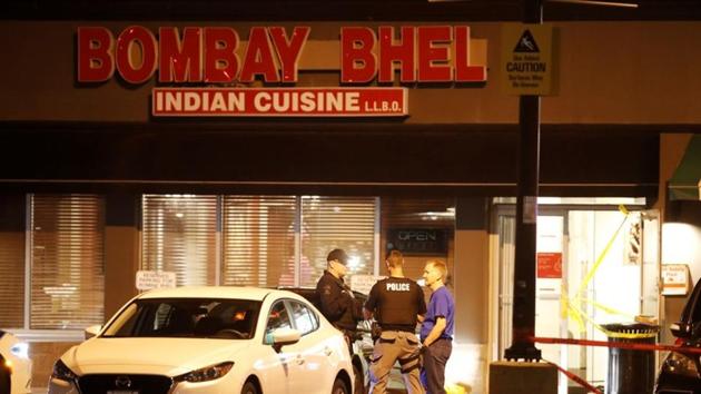 Police officers stand in front of Bombay Bhel restaurant, where two unidentified men set off a bomb late on Thursday night, wounding more than a dozen people, in Mississauga, Ontario, Canada on May 25, 2018. (Reuters) Police officers stand in front of Bombay Bhel restaurant, where two unidentified men set off a bomb late on Thursday night, wounding more than a dozen people, in Mississauga, Ontario, Canada on May 25, 2018. (Reuters)