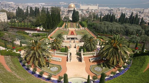 An aerial view of the Bahai Gardens visited by classical vocalist Pushkar Lele (HTPHOTO) An aerial view of the Bahai Gardens visited by classical vocalist Pushkar Lele (HTPHOTO)