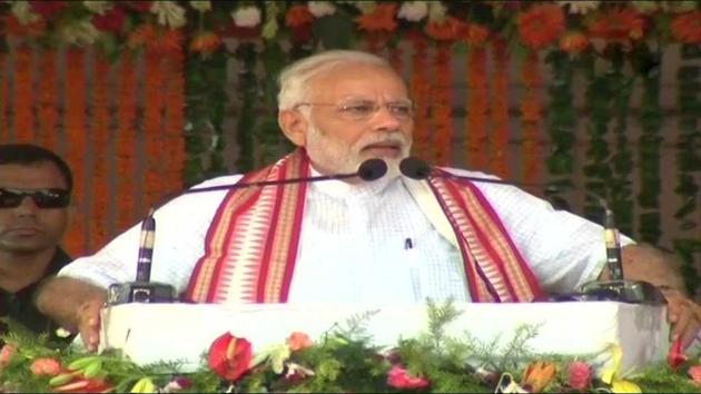 PM Modi addressing a a public rally in Odisha’s Cuttack to mark four years of his government. (ANI Photo) PM Modi addressing a a public rally in Odisha’s Cuttack to mark four years of his government. (ANI Photo)