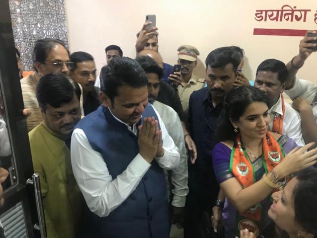 Shaina NC with CM Devendra Fadnavis during poll campaign in Palghar. Shaina NC with CM Devendra Fadnavis during poll campaign in Palghar.