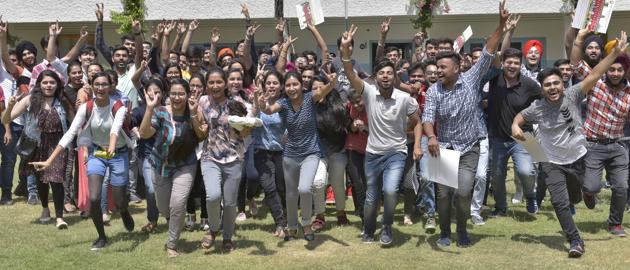 Students at BCM Arya Model School, Shastri Nagar, in Ludhiana. (Gurpreet Singh)