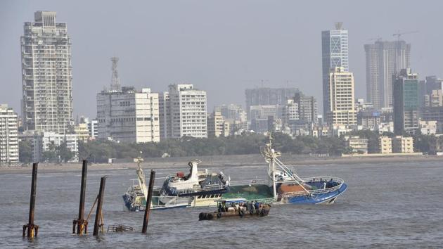 The Ark Deck Bar capsized on Friday and 15 people were rescued from it. (Anshuman Poyrekar/HT Photo) The Ark Deck Bar capsized on Friday and 15 people were rescued from it. (Anshuman Poyrekar/HT Photo)