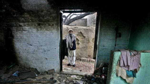A file photo of a burnt house at Mohammadpur Raisingh village, in Muzaffarnagar. (HT Photo) A file photo of a burnt house at Mohammadpur Raisingh village, in Muzaffarnagar. (HT Photo)