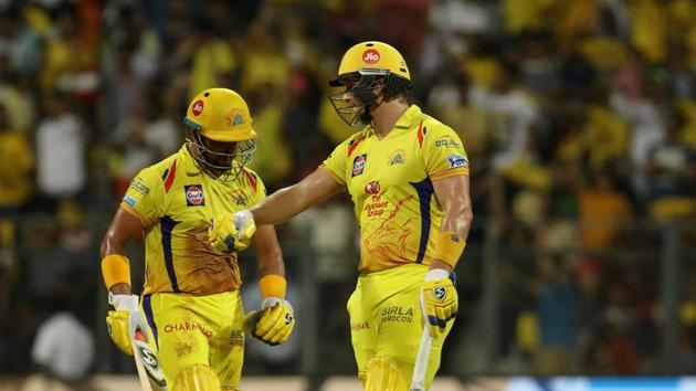 Suresh Raina and Shane Watson shared a magnificent partnership after a slow start. Raina chipped in with a vital 32 and the 117-run stand put Chennai Super Kings on course for a big win. (BCCI) 