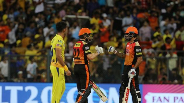 Kane Williamson and Shikhar Dhawan stitched a solid partnership to revive Sunrisers Hyderabad after losing Goswami cheaply. (BCCI) Kane Williamson and Shikhar Dhawan stitched a solid partnership to revive Sunrisers Hyderabad after losing Goswami cheaply. (BCCI)