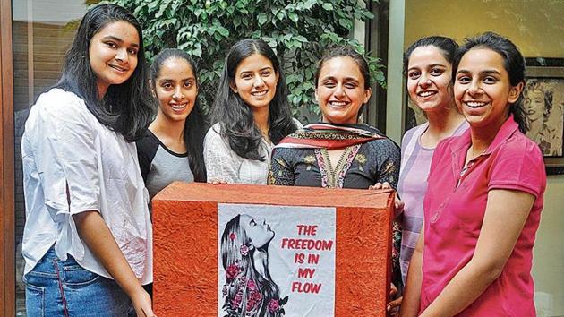 Members of Triya decided to set up a pad bank after distributing pads to girls in Bhankarpur village in Mohali and slums near the Nada Sahib Gurdwara in Panchkula.(Karun Sharma/HT) Members of Triya decided to set up a pad bank after distributing pads to girls in Bhankarpur village in Mohali and slums near the Nada Sahib Gurdwara in Panchkula.(Karun Sharma/HT)