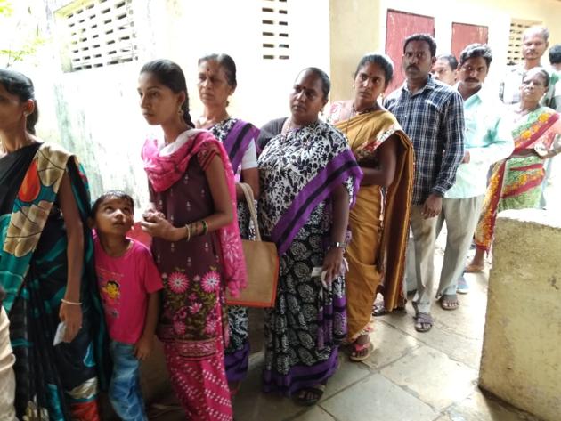 Polling started in Palghar at 7am; the constituency has 17.31 lakh registered voters.(Pramod Thakur/HT Photo)