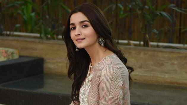 Alia Bhatt during a promotional event for her film Raazi in New Delhi on Tuesday.(PTI)