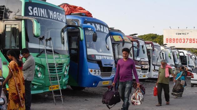 Private bus operators are claiming a loss of ₹80,000 to ₹90,000 per month, per bus. (HT FILE PHOTO) Private bus operators are claiming a loss of ₹80,000 to ₹90,000 per month, per bus. (HT FILE PHOTO)