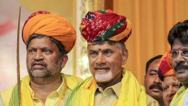 Andhra Pradesh chief minister N Chandrababu Naidu being felicitated by the leaders of Telugu Desam Party during 'Mini Mahandu', in Hyderabad, on Thursday. (PTI File Photo) Andhra Pradesh chief minister N Chandrababu Naidu being felicitated by the leaders of Telugu Desam Party during 'Mini Mahandu', in Hyderabad, on Thursday. (PTI File Photo)