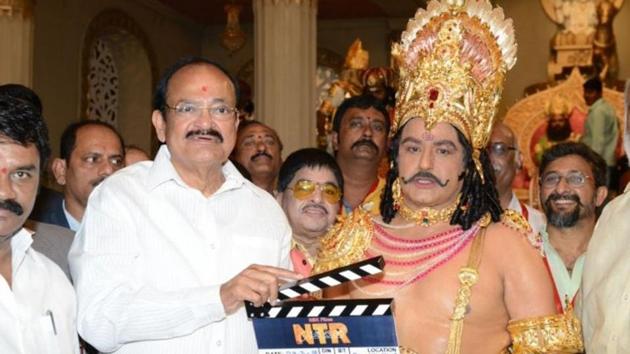 Nandamuri Balakrishna plays his father, the late NT Rama Rao, in the upcoming NTR biopic.