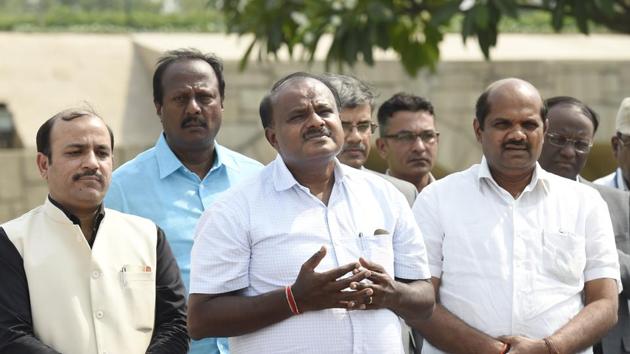 Karnataka chief minister HD Kumaraswamy after paying floral tributes at Mahatma Gandhi's memorial in Rajghat, New Delhi, on Monday. (Arvind Yadav/HT PHOTO) Karnataka chief minister HD Kumaraswamy after paying floral tributes at Mahatma Gandhi's memorial in Rajghat, New Delhi, on Monday. (Arvind Yadav/HT PHOTO)