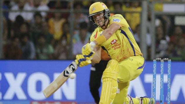 Chennai Super Kings’ Shane Watson bats against Sunrisers Hyderabad during the IPL 2018 final in Mumbai, India, on May 27, 2018.(AP)