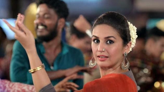 Huma Qureshi in a still from Rajinikanth’s Kaala.