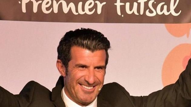 Mumbai: Real Madrid FC and Portuguese soccer legend Luis Figo pose for media during the announcement of Premier Futsal League.(PTI)