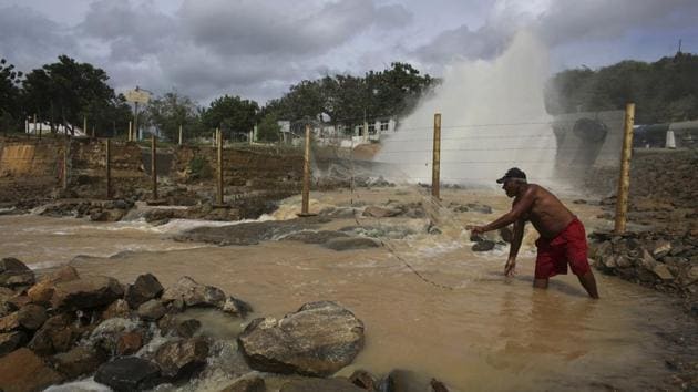 A fisherman casts his net by the exit of a water terminal, in Campina Grande, which is irrigated with waters from the Sao Francisco River. The project, which provides water to four drought-prone states, stands as one of da Silva’s most ambitious undertakings. If not him, people want someone who has worked with him to carry on such ongoing projects. (Eraldo Peres / AP) 