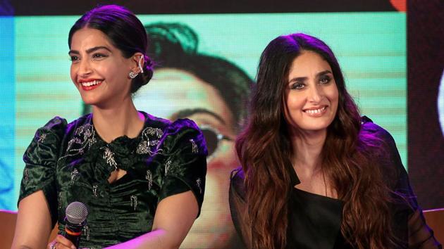 Kareena Kapoor and Sonam Kapoor at the music launch of Veere Di Wedding.(PTI)