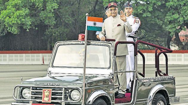 Ram Nath Kovind, President of India after reviewing passing out parade of 134th course of spring term 2018 at National Defence Academy (NDA) in Pune. (Pratham Gokhale/HT Photo)