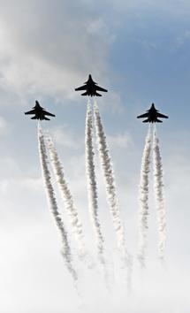 Indian Airforce planes display formation during the passing out parade of 134th course of spring term 2018 at National Defence Academy (NDA) in Pune, India, on Wednesday, May 30, 2018. (Photo by Pratham Gokhale/Hindustan Times) (Pratham Gokhale/HT Photo)