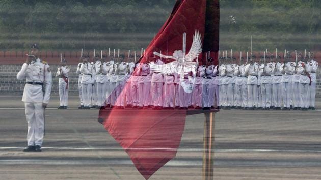 Multiple exposure picture of cadets during the passing out parade of 134th course of spring term 2018 at National Defence Academy (NDA) in Pune. (Pratham Gokhale/HT Photo)