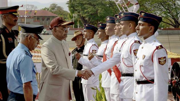 President Ram Nath Kovind meets with the cadets during the 'Passing out Parade' of 134th Course of National Defence Academy (NDA) in Pune. (PRESS TRUST OF INDIA)