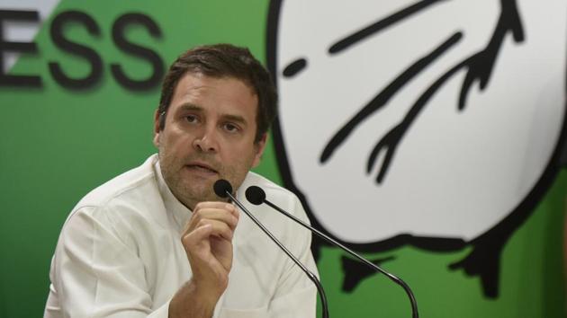 Congress president Rahul Gandhi on Wednesday slammed the one paisa cut in fuel prices saying if this was Prime Minister Narendra Modi’s idea of a “prank”, it was “childish and in poor taste.” Petrol and diesel prices were cut by one paisa per litre each, the first reduction after 16 days of relentless price hikes. (Vipin Kumar / HT File) 