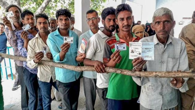Voters outside the Kairana parliamentary constituency, Shamli, May 30(PTI)