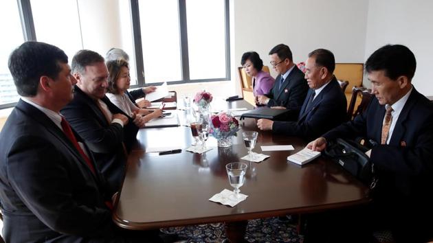 North Korea's envoy Kim Yong Chol holds talks with U.S. Secretary of State Mike Pompeo and their delegations in New York, U.S., May 31, 2018.(REUTERS Photo)