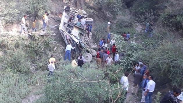 “So far, exact cause of the accident is not known,” superintendent of police Omapati Jamwal said, adding that the number of causalities could escalate.(HT Photo)
