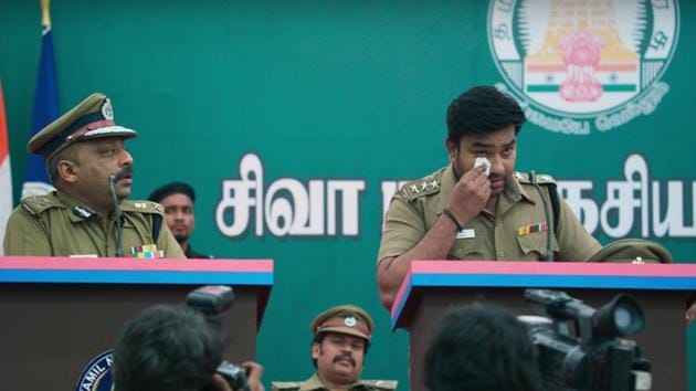 Thamizh Padam 2 teaser: Siva while he takes charge as a cop in the film.