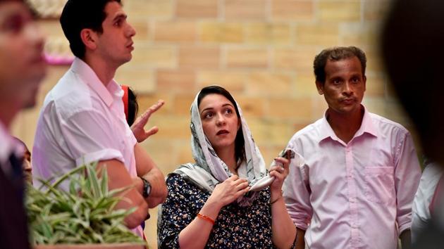 Actress Nauheed Cyrusi at the ceremony.  (Aalok Soni/HT PHOto) 