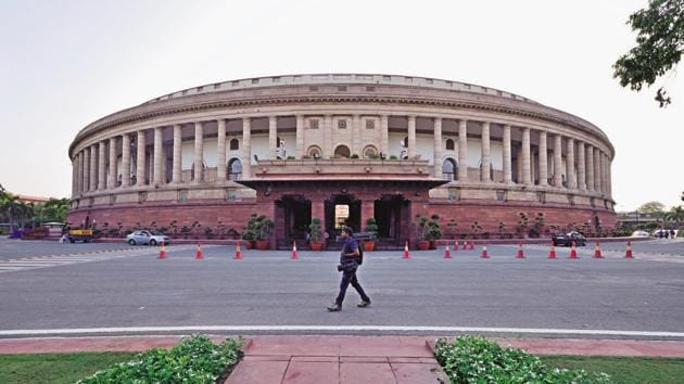 A view of the Parliament House of India at Sansad Marg in New Delhi.(Pradeep Gaur/ Mint)