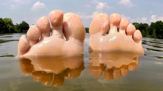 Toes of a woman as she floats in the Irensee lake in Uetze near Hanover, northern Germany on May 31, 2018. (AFP) Toes of a woman as she floats in the Irensee lake in Uetze near Hanover, northern Germany on May 31, 2018. (AFP)