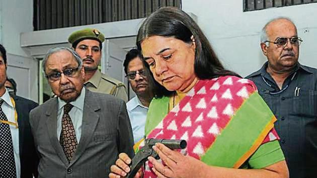 Union cabinet minister Maneka Gandhi at the inauguration of ‘Sakhi Surksha Advanced Forensic DNA Laboratory’ at CFSL in Sector 36, Chandigarh, on Friday.(Ravi Kumar/HT)