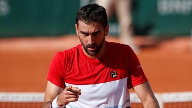 Croatia's Marin Cilic reacts during his third round match at French Open against Steve Johnson.(REUTERS) Croatia's Marin Cilic reacts during his third round match at French Open against Steve Johnson.(REUTERS)