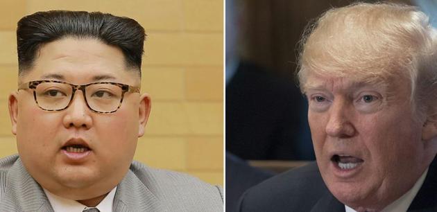 Combination of file pictures shows North Korean leader Kim Jong-Un (left) and US President Donald Trump.(AFP)