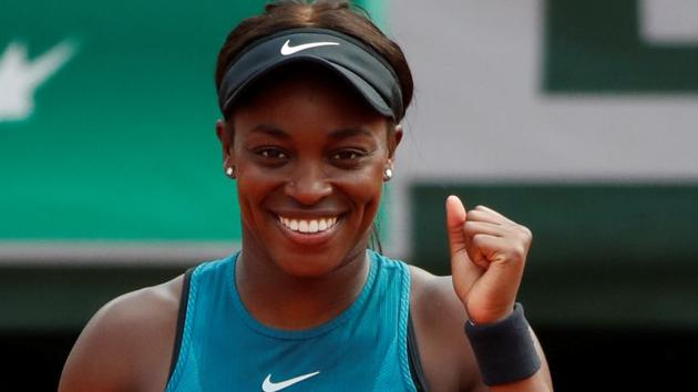 Sloane Stephens celebrates after winning her French Open fourth round match against Estonia's Anett Kontaveit.(REUTERS)