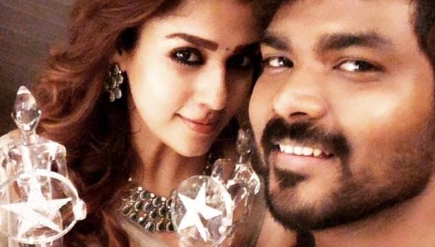 Nayanthara with director Vignesh Shivn at the 10th edition o the Vijay Awards.