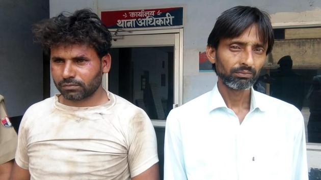 The cow smugglers in police custody. (HT Photo) The cow smugglers in police custody. (HT Photo)