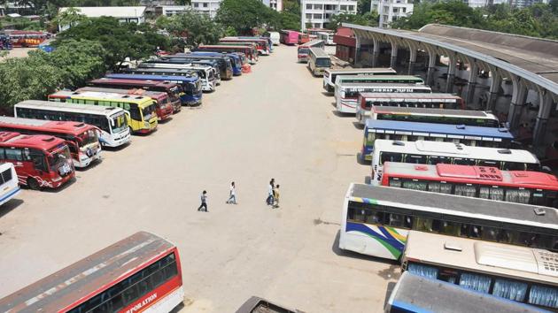 A view of Inter-State Bus Terminal (ISBT) during a 24-hour transport bandh called by Assam Motor Workers’ Joint Council (AMWJC) to protest against rising fuel price in Guwahati on Monday. (PTI) A view of Inter-State Bus Terminal (ISBT) during a 24-hour transport bandh called by Assam Motor Workers’ Joint Council (AMWJC) to protest against rising fuel price in Guwahati on Monday. (PTI)