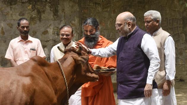 BJP president Amit Shah seen during a visit to Baba Ramdev as part of his ongoing Sampark for Samarthan (Contact for Support) initiative at Ramdev’s farmhouse in New Delhi. “We are meeting all those who supported us in the formation of the BJP-led government in 2014. We are apprising them of all our work and efforts. We are also seeking support from them for the 2019 elections,” Shah said. (Vipin Kumar / HT Photo) BJP president Amit Shah seen during a visit to Baba Ramdev as part of his ongoing Sampark for Samarthan (Contact for Support) initiative at Ramdev’s farmhouse in New Delhi. “We are meeting all those who supported us in the formation of the BJP-led government in 2014. We are apprising them of all our work and efforts. We are also seeking support from them for the 2019 elections,” Shah said. (Vipin Kumar / HT Photo)