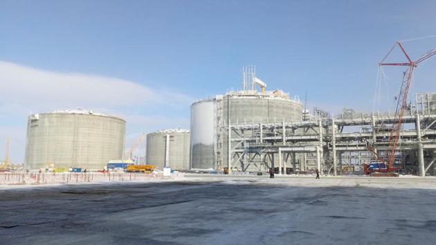 A general view of an LNG plant, under construction in Arctic port of Sabetta, Yamalo-Nenets district, Russia. India, Pradhan said, is pushing towards a gas-based economy by raising the share of environment friendly fuel in the energy basket to 15% from current 6.2%. (REUTERS File Photo) A general view of an LNG plant, under construction in Arctic port of Sabetta, Yamalo-Nenets district, Russia. India, Pradhan said, is pushing towards a gas-based economy by raising the share of environment friendly fuel in the energy basket to 15% from current 6.2%. (REUTERS File Photo)