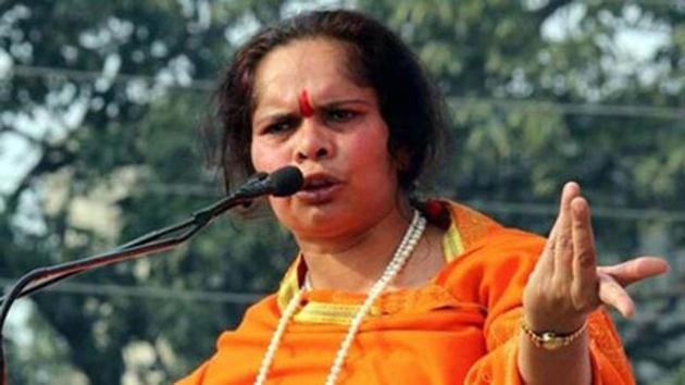 The VHP leader Sadhvi Prachi pictured here at a rally.(HT File Photo)